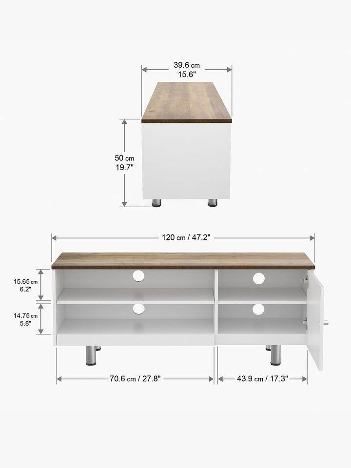 AVF Whitesands 1200 TV Stand for TVs up to 60”, Oak White