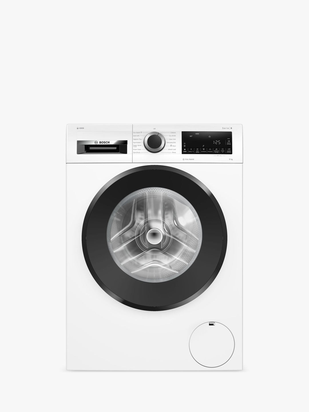 Bosch Series 6 WGG244F9GB Freestanding Washing Machine, 9kg Load, 1400rpm Spin, White Intelligent Dosing System i-DOS