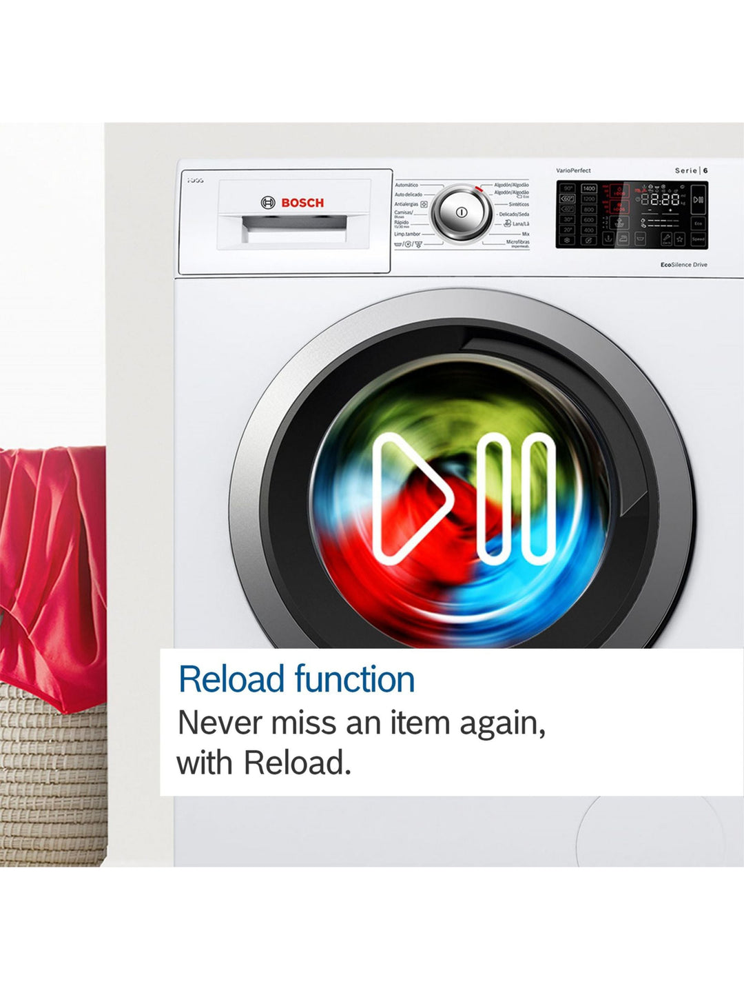 Bosch Series 6 WGG244F9GB Freestanding Washing Machine, 9kg Load, 1400rpm Spin, White Intelligent Dosing System i-DOS