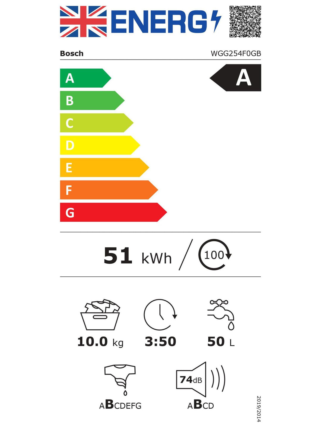 Bosch Series 6 WGG254F0GB Freestanding Washing Machine, 10kg Load, 1400rpm Spin, White