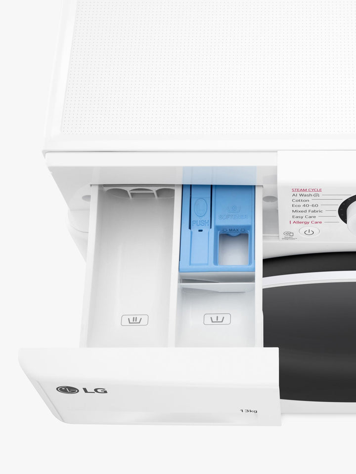 LG F4Y513WWLN1 Freestanding Washing Machine, 13kg Load, 1400rpm Spin, White