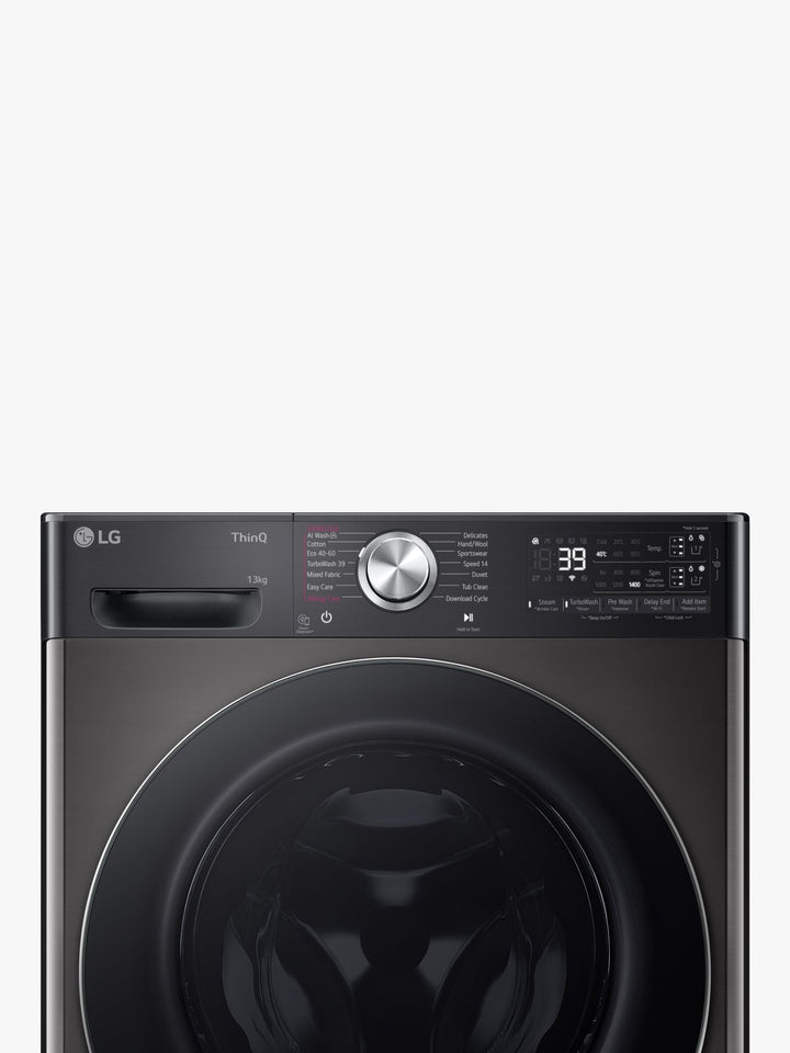 LG F4Y913BCTA1 Freestanding Washing Machine, LG F4Y913BCTA1 13kg Load, 1400rpm Spin, Black