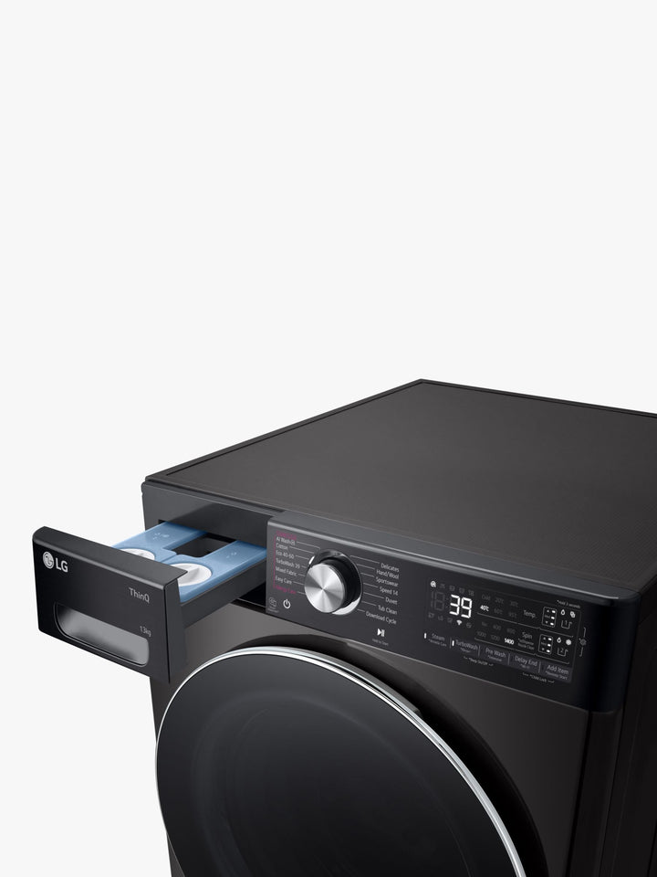 LG F4Y913BCTA1 Freestanding Washing Machine, LG F4Y913BCTA1 13kg Load, 1400rpm Spin, Black