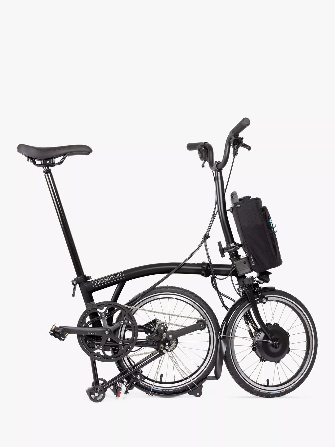Brompton Electric C Line Urban Mid Handlebar Folding Bike, Matt Black