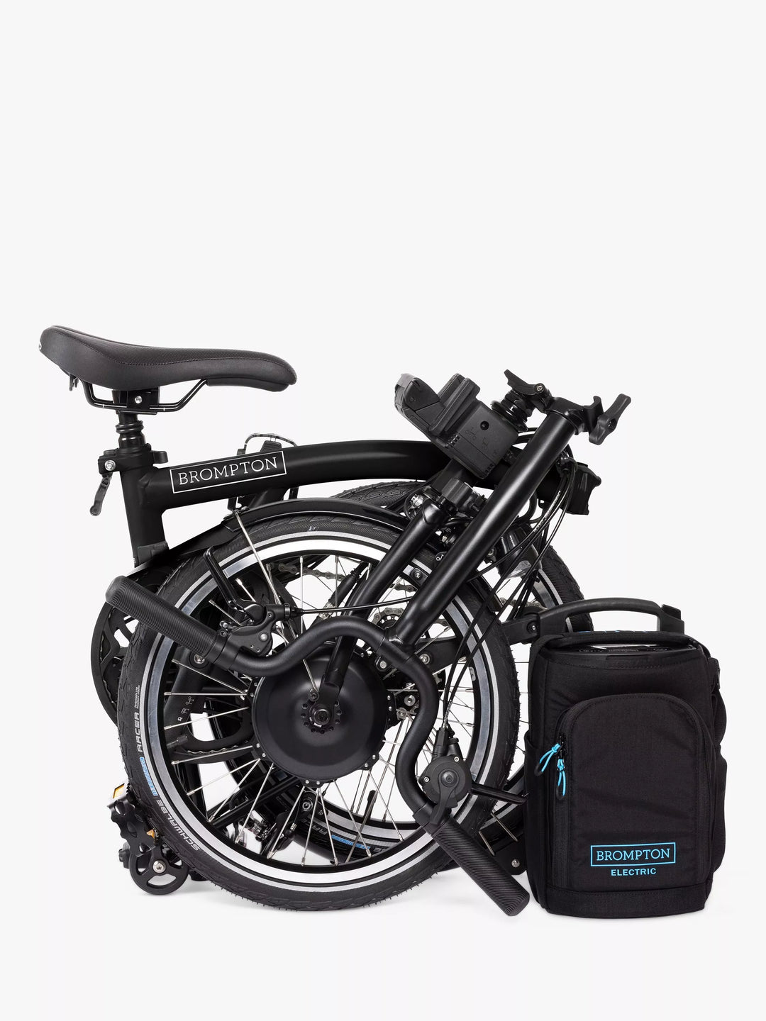 Brompton Electric C Line Urban Mid Handlebar Folding Bike, Matt Black