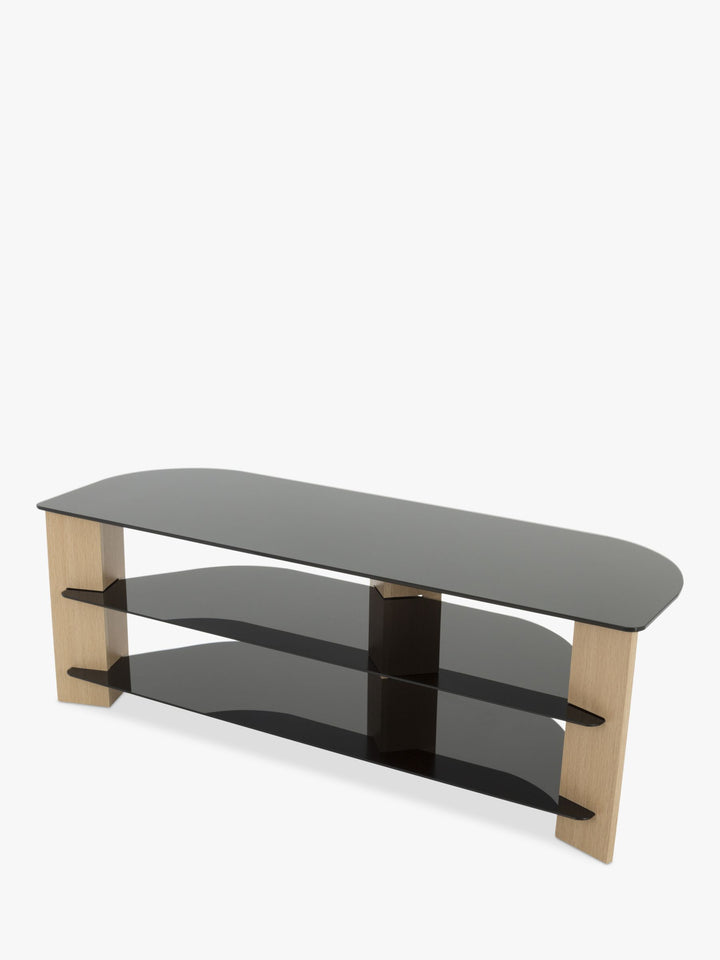 AVF Varano 1300 Corner TV Stand for TVs up to 65", Oak/Black Glass