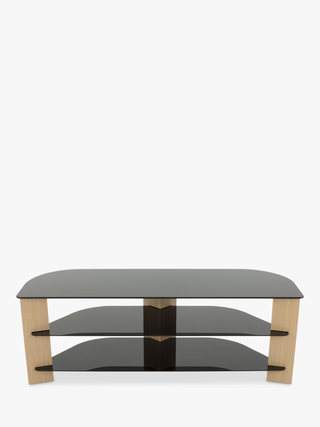 AVF Varano 1300 Corner TV Stand for TVs up to 65", Oak/Black Glass
