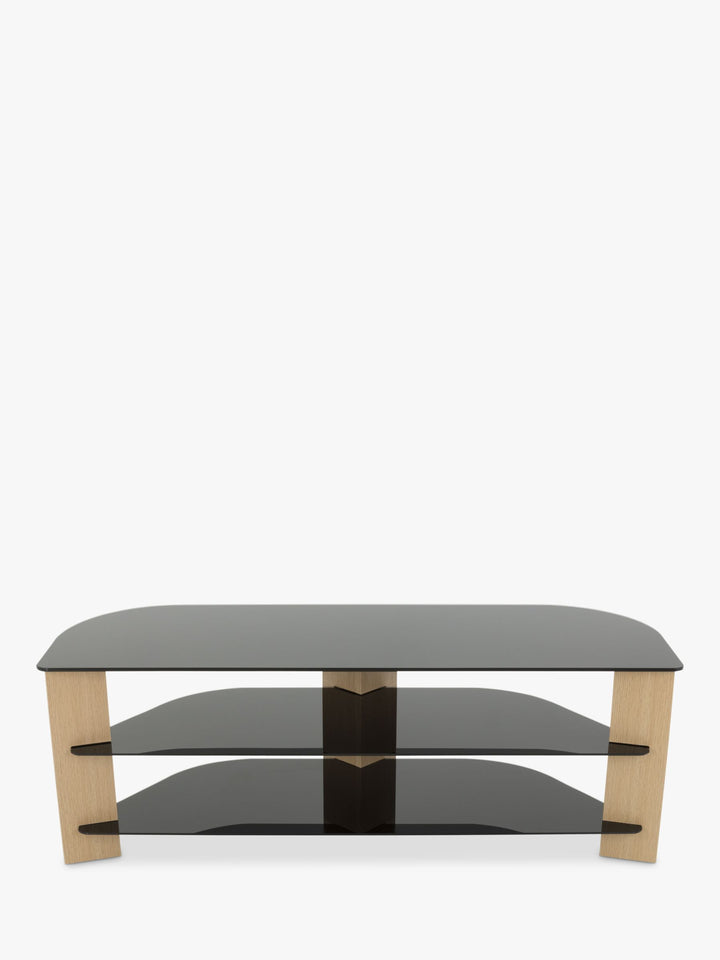AVF Varano 1300 Corner TV Stand for TVs up to 65", Oak/Black Glass