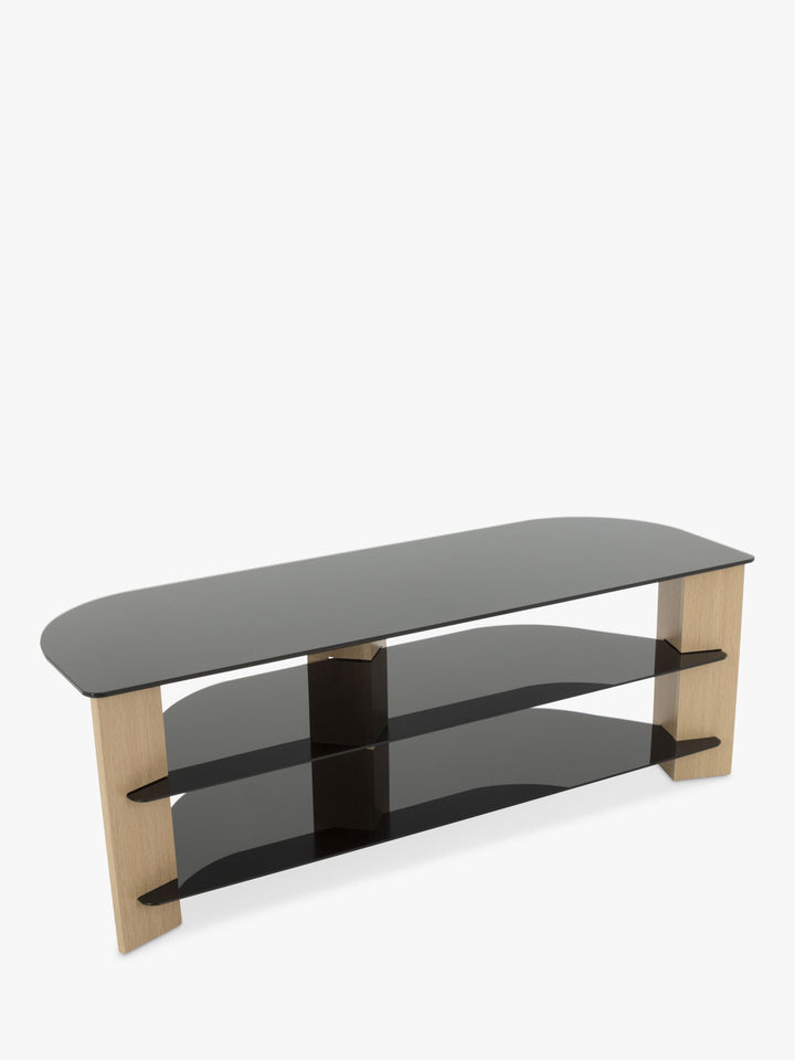 AVF Varano 1300 Corner TV Stand for TVs up to 65", Oak/Black Glass