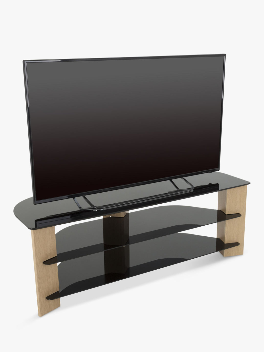 AVF Varano 1300 Corner TV Stand for TVs up to 65", Oak/Black Glass