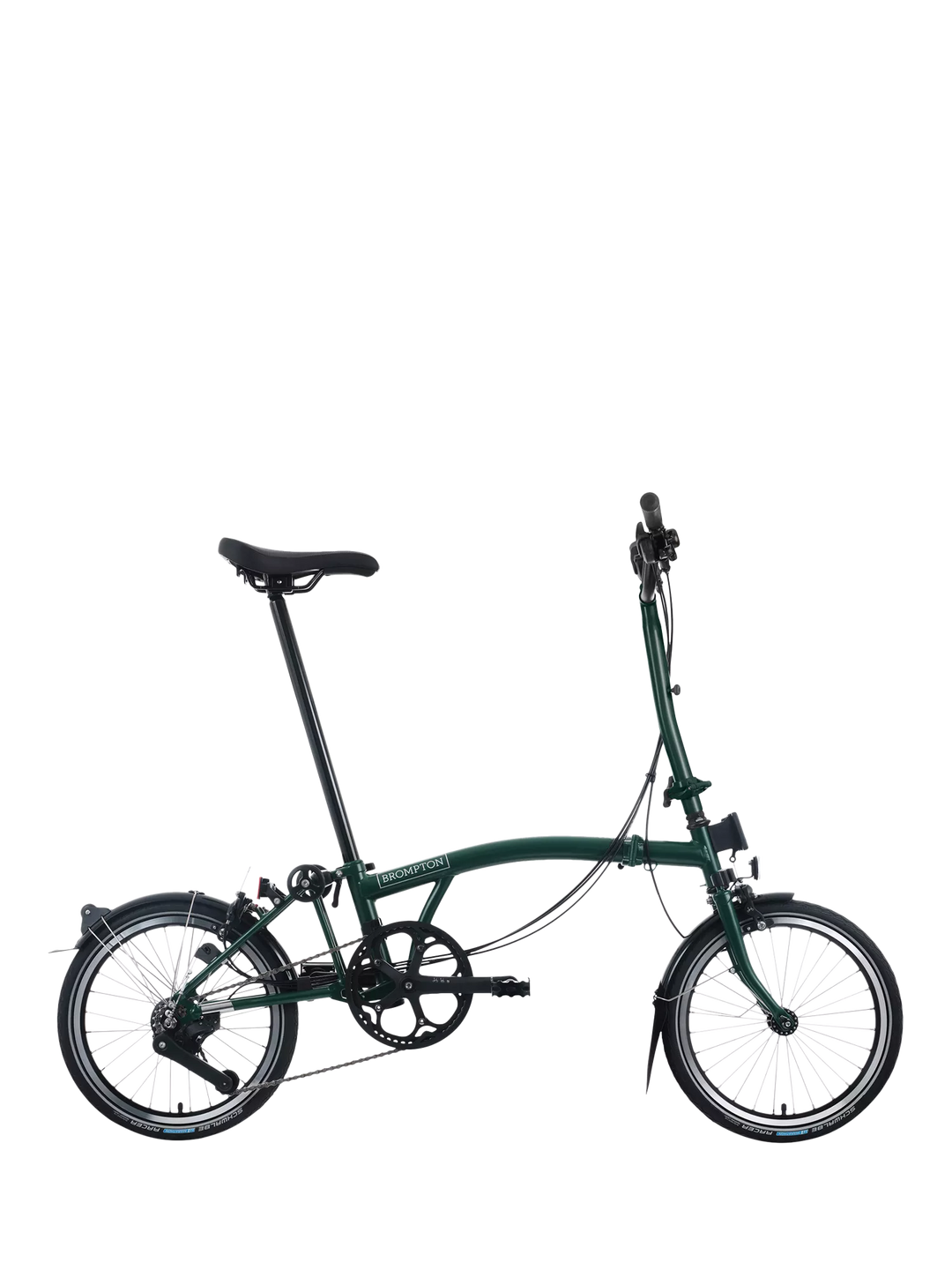 Brompton C Line 12-Speed High Handlebar Folding Bike, Racing Green