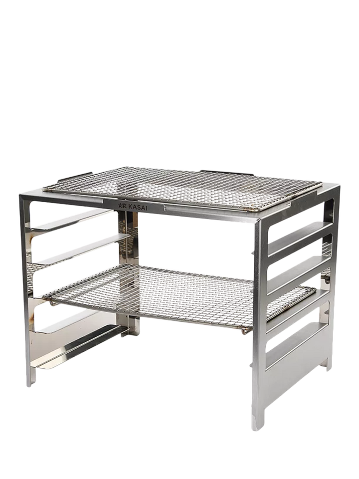 Kasai Medium Konro Grill Charcoal BBQ with Heat Mat, Robata & 6 Skewer Rack