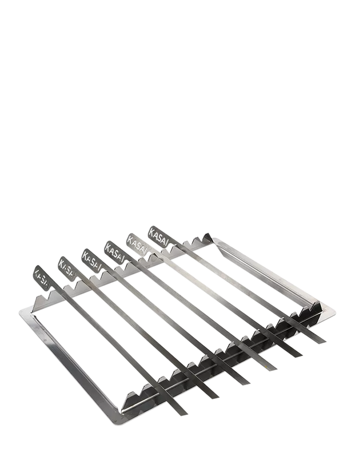 Kasai Medium Konro Grill Charcoal BBQ with Heat Mat, Robata & 6 Skewer Rack
