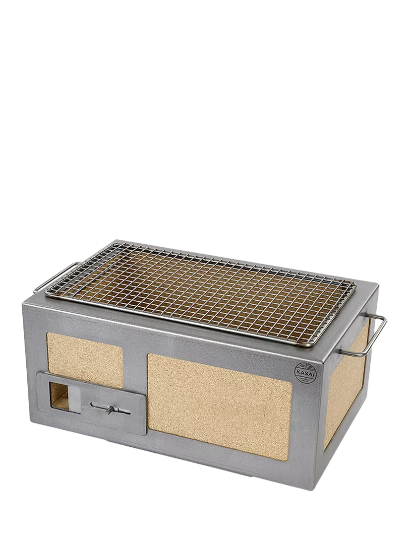 Kasai Little Konro Grill Charcoal BBQ with Heat Mat, Robata & 6 Skewer Rack