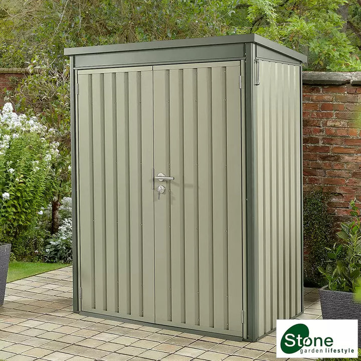 Stone Garden 4ft 7" x 2ft 6" (1.45 x 0.8m) Vertical 1,887 Litre Steel Shed in Green