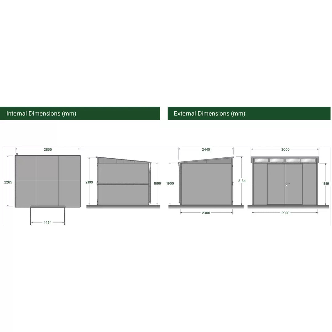 Stainless Steel Garden Shed 10ft x 8ft (3m x 2.4m) Large Two Door Steel Shed in 2 Colours