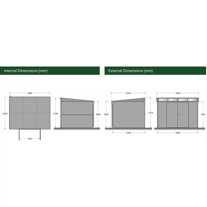 Stainless Steel Garden Shed 10ft x 8ft (3m x 2.4m) Large Two Door Steel Shed in 2 Colours