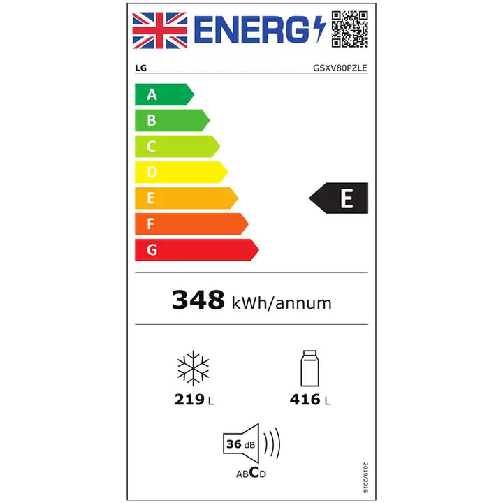 LG Instaview™ Door-In-Door™ GSXV80PZLE, Side by Side Fridge Freezer,  E Rated in Shiny Steel
