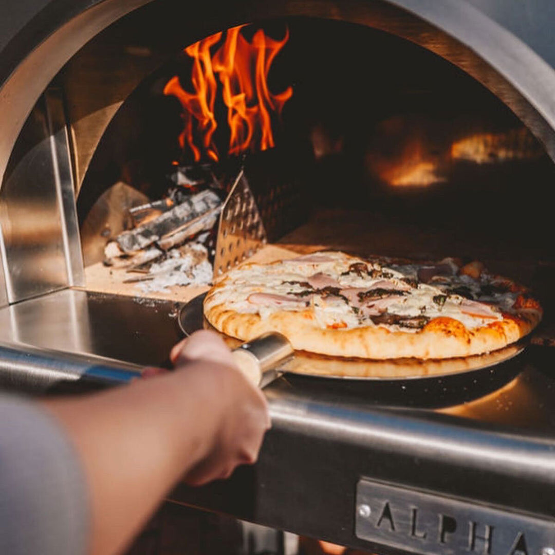 Alpha Pro Grande Fumoso Wood-Fired Pizza Oven and BBQ Grill Bundle in Teal Blue + Cover