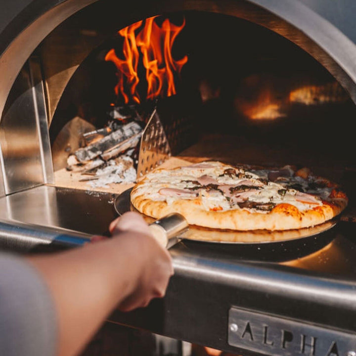 Alpha Pro Grande Fumoso Wood-Fired Pizza Oven and BBQ Grill Bundle in Teal Blue + Cover