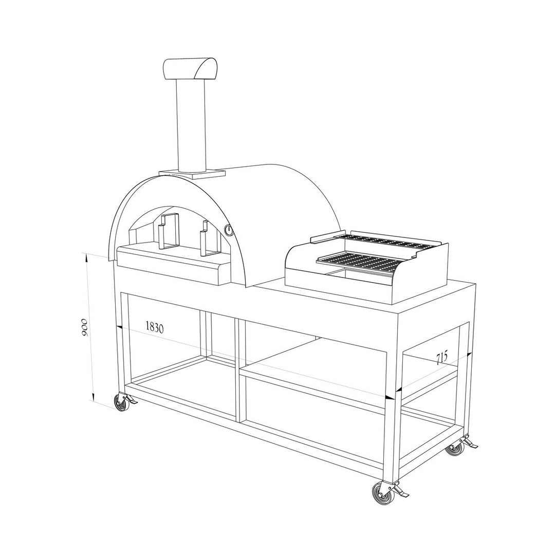 Alpha Pro Grande Fumoso Wood-Fired Pizza Oven and BBQ Grill Bundle in Teal Blue + Cover