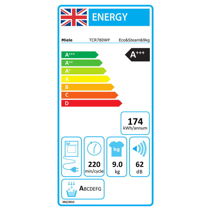 Miele TCR780WP 9kg Heat Pump Dryer, A+++ Rated in White