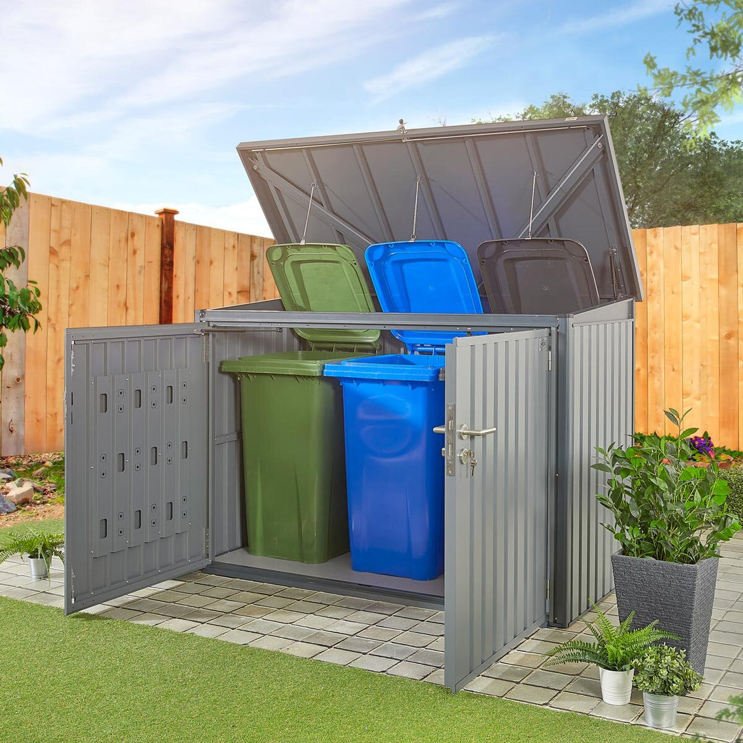 Stone Garden 6ft 5" x 2ft 11" (1.95 x 0.9m) 2,018 Litre Horizontal Storage Shed in Grey