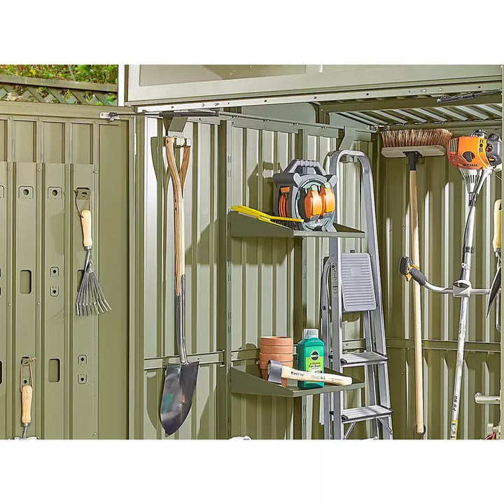 Stone Garden 5ft 11" x 5ft 11" (1.8m x 1.84m) Two Door Steel Shed in Green