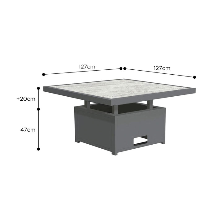 Stone Garden 4 Piece Deep Seating Corner Patio Set with Dual Height Ceramic Table in Grey