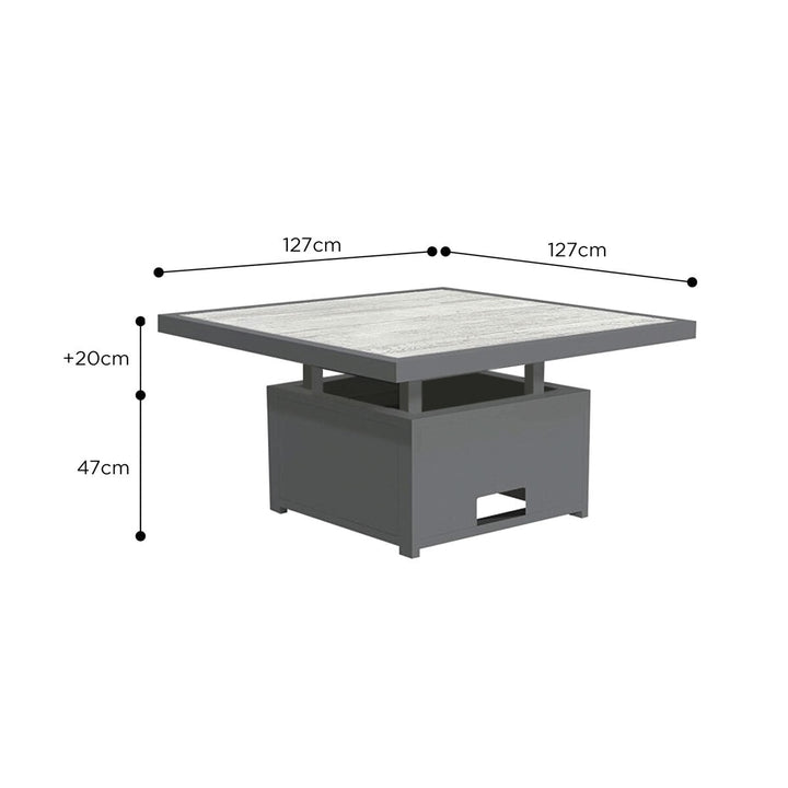 Stone Garden 4 Piece Deep Seating Corner Patio Set with Dual Height Ceramic Table in White