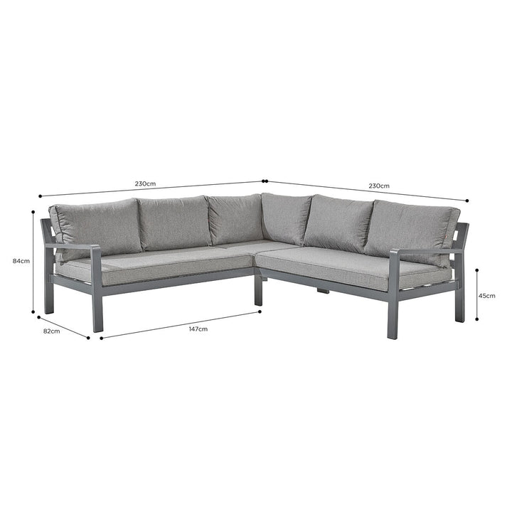 Stone Garden 4 Piece Deep Seating Corner Patio Set with Dual Height Ceramic Table in Grey