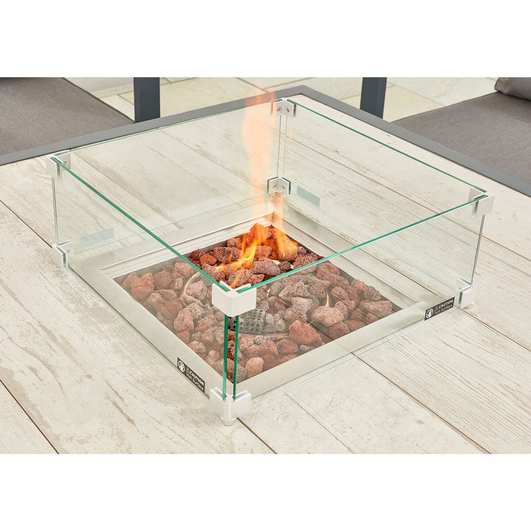 Stone Garden 5 Piece Deep Seating Fire Patio Set in Grey