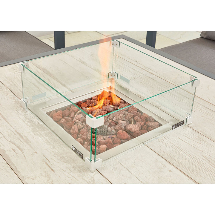 Stone Garden 5 Piece Deep Seating Fire Patio Set in Grey