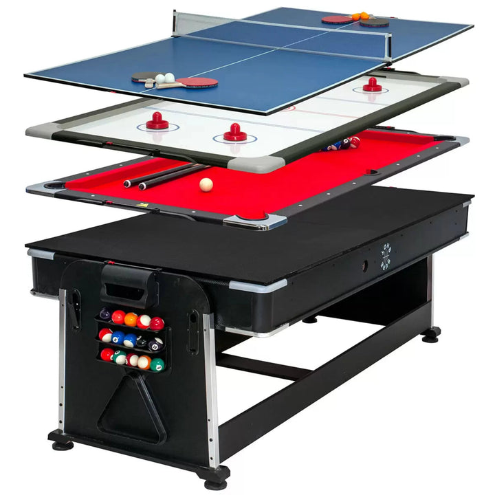 Sure Shot 4 in 1 Multifunctional Games Table - Pool, Air hockey and Table Tennis, as well as a dining table option