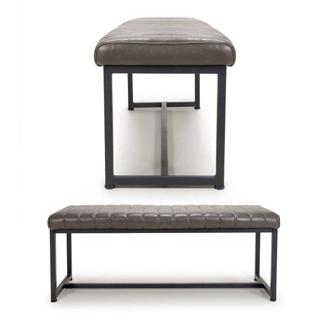 Archer Grey Faux Leather Dining Bench