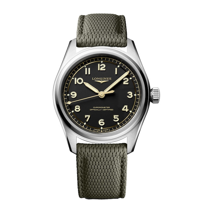 Spirit Pilot 3 Hands 39mm Mens Watch Rubber Black