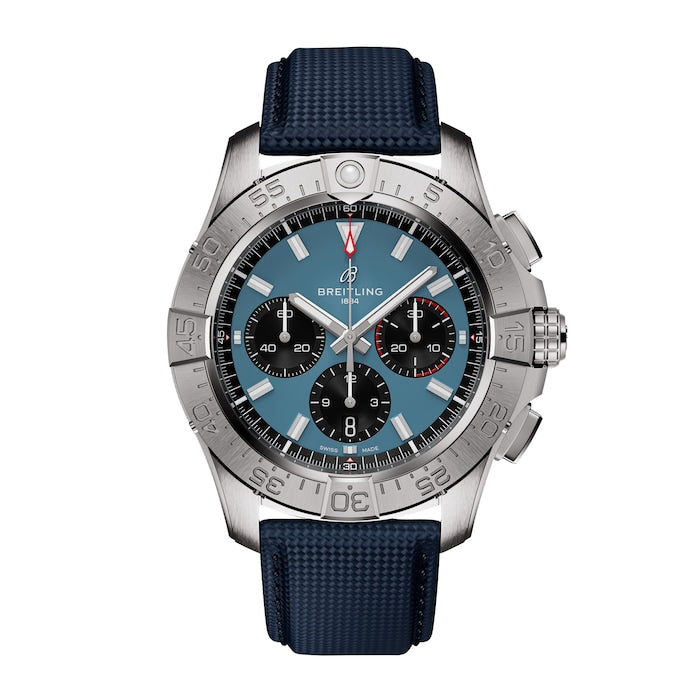 Avenger Chronograph B01 44mm Mens Watch Blue Leather