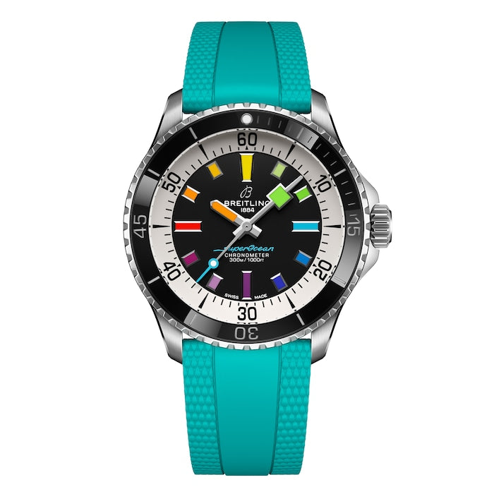 Superocean Automatic 42mm Mens Watch Turquoise Rubber