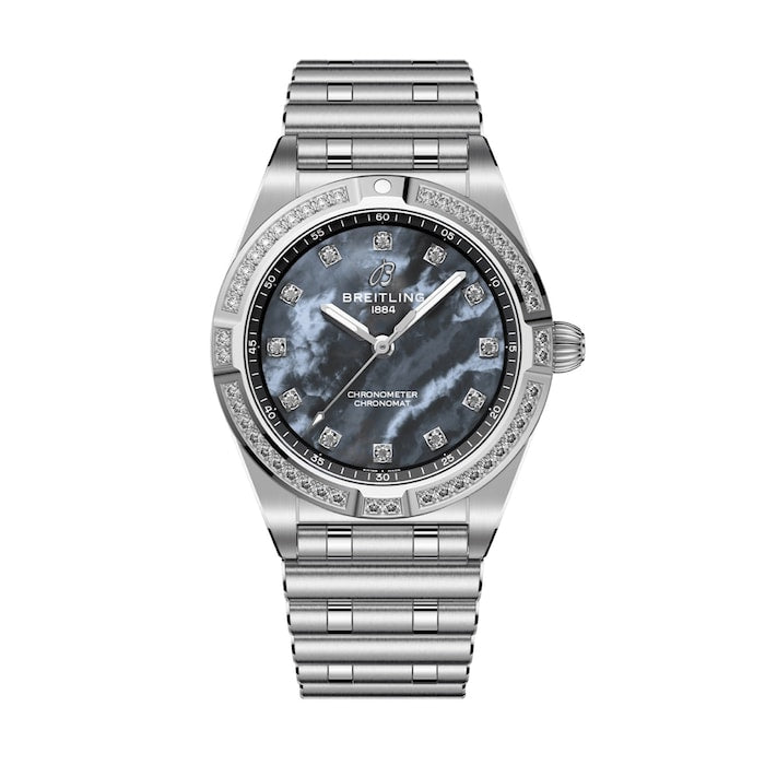 Chronomat 28mm Ladies Watch Black Mother Of Pearl