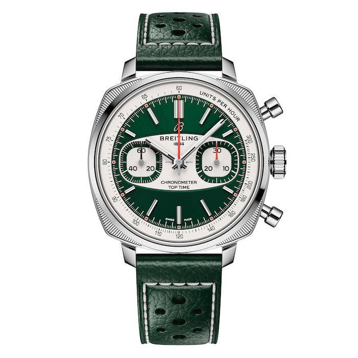 Top Time B01 Racing 38mm Mens Watch Green Leather