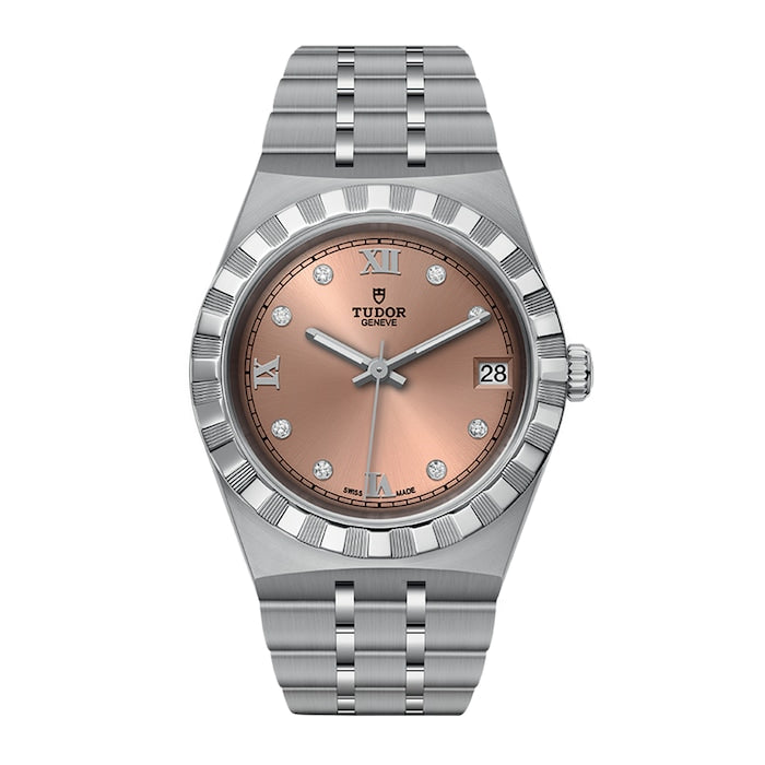 Royal 34mm Steel Case  Diamond-Set Salmon Dial
