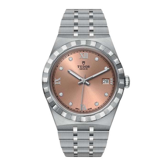 Royal 38mm Steel Case Diamond-Set Salmon Dial