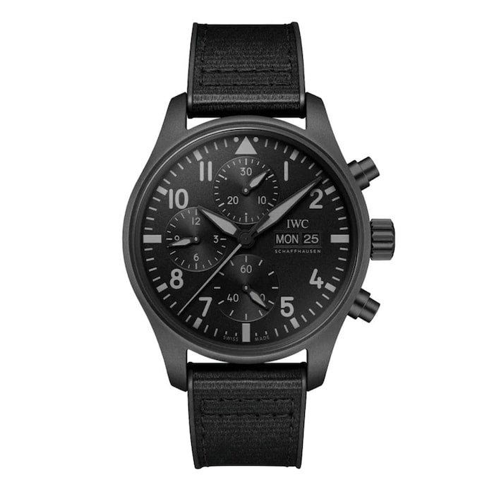Pilot's Chronograph Top Gun Ceratanium 41mm Mens Watch Black
