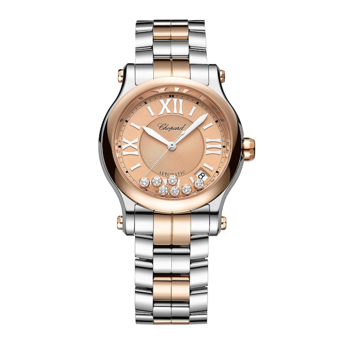 Happy Sport Automatic 36mm Ladies Watch Automatic, Ethical Rose Gold, Lucent Steel™, Diamonds