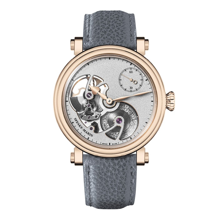 Openworked Sandblasted Red Gold 38mm Mens Watch Silver