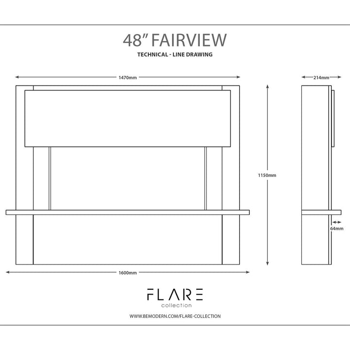 Flare Fairview Electric Fireplace Suite in White, 2kW