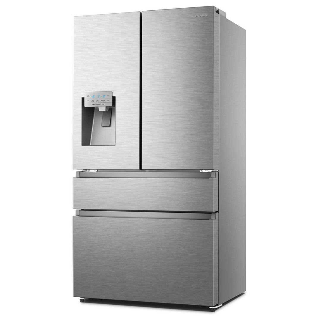 Hisense RF728N4SASE, Multi Door Fridge Freezer with Non Plumbed Water and Ice Dispenser,  E Rated in Stainless Steel