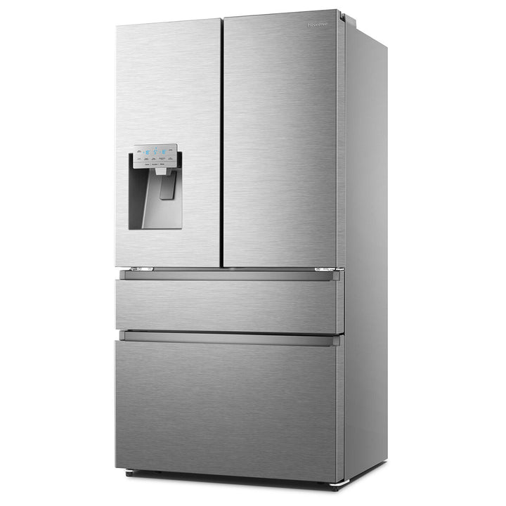 Hisense RF728N4SASE, Multi Door Fridge Freezer with Non Plumbed Water and Ice Dispenser,  E Rated in Stainless Steel