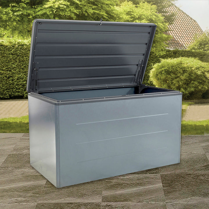 Stone Garden 5ft 2" x 2ft 8" (1.6 x 0.8m) 1,200 Litre Steel Deck Box in Grey