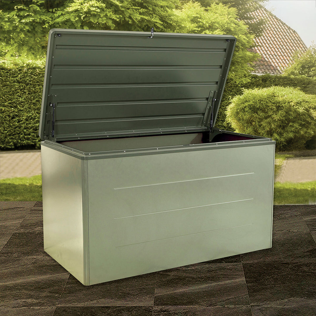 Stone Garden 5ft 2" x 2ft 8" (1.6 x 0.8m) 1,200 Litre Steel Deck Box in Green